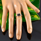 Smoky Quartz Solitaire Korean 925 Silver Brown Gemstone Dainty Romantic Ring Jewelry