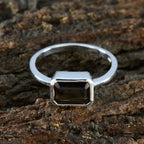 Smoky Quartz Solitaire Korean 925 Silver Brown Gemstone Dainty Romantic Ring Jewelry