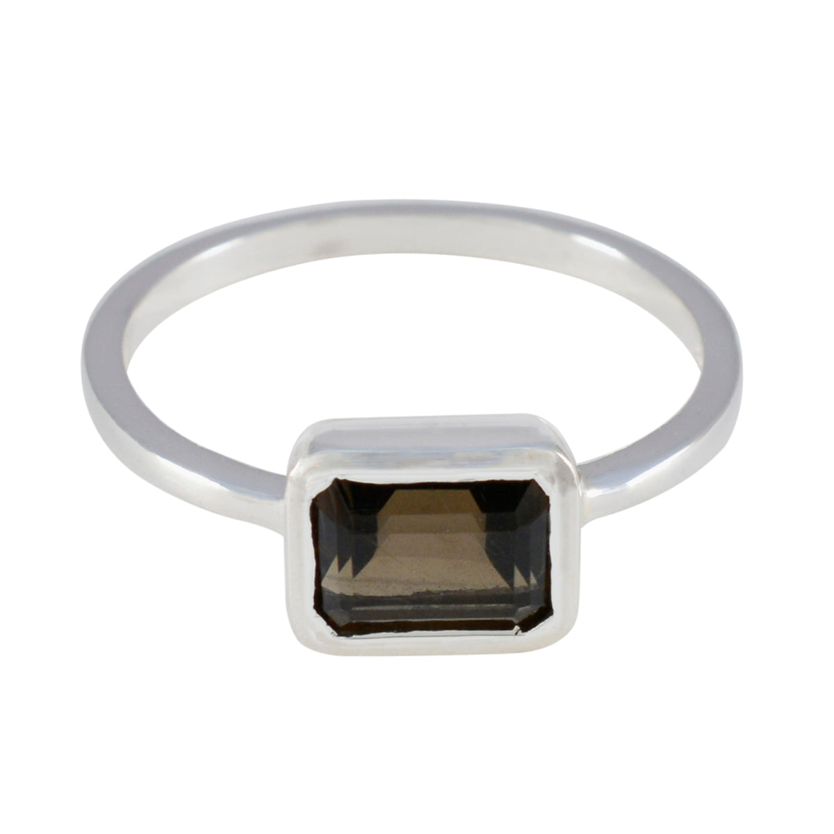 Smoky Quartz Solitaire Korean 925 Silver Brown Gemstone Dainty Romantic Ring Jewelry Главное изображение товара
