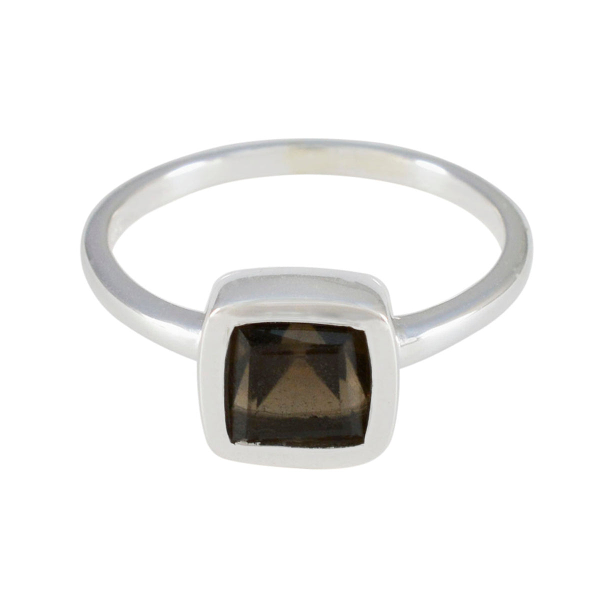 Smoky Quartz Solitaire Japanese Silver Brown Gemstones Dainty Contemporary Ring Jewellery メイン画像