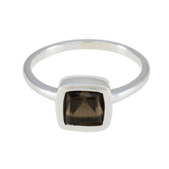 Smoky Quartz Solitaire Japanese Silver Brown Gemstones Dainty Contemporary Ring Jewellery