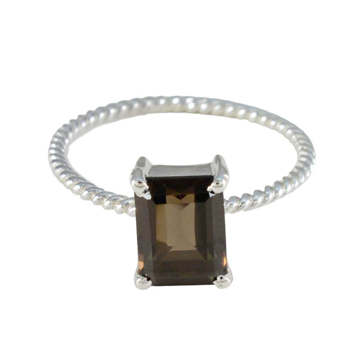 Smoky Quartz Solitaire Turkish 925 Silver Brown Gemstones Delicate Twist Ring Jewellery Главное изображение товара