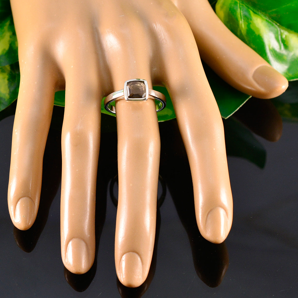 Smoky Quartz Solitaire German 925 Sterling Silver Brown Gemstones Featherlight Sophisticated Ring Jewelry