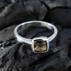 Smoky Quartz Solitaire German 925 Sterling Silver Brown Gemstones Featherlight Sophisticated Ring Jewelry