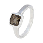 Smoky Quartz Solitaire German 925 Sterling Silver Brown Gemstones Featherlight Sophisticated Ring Jewelry