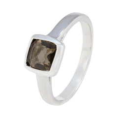 Smoky Quartz Solitaire German 925 Sterling Silver Brown Gemstones Featherlight Sophisticated Ring Jewelry