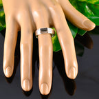 Smoky Quartz Solitaire French 925 Sterling Silver Brown Gemstones Slim Feminine Ring Jewellery