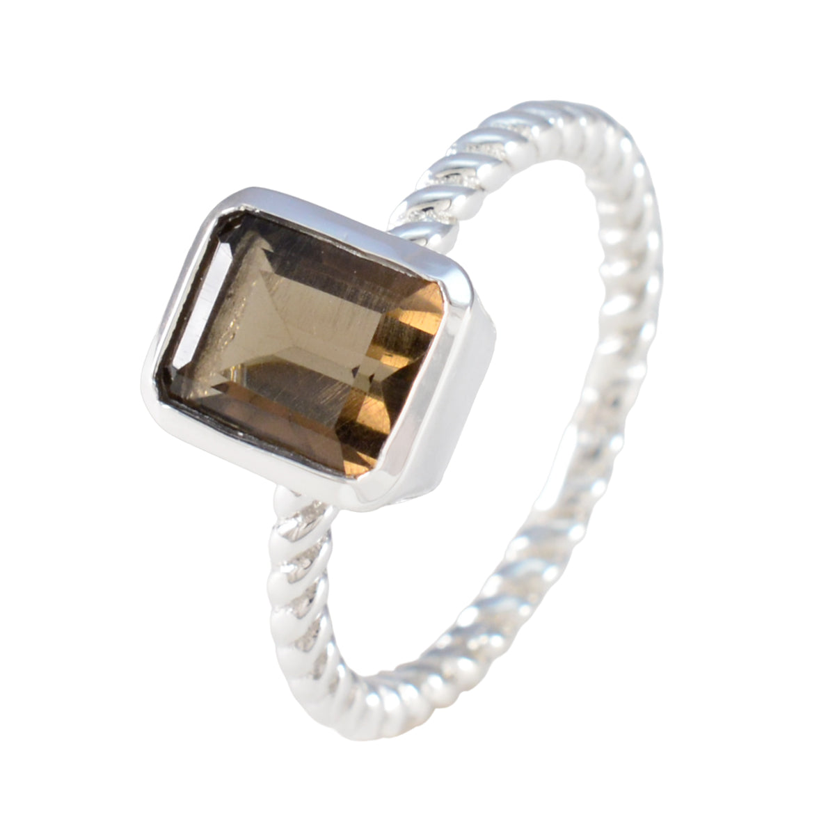 Smoky Quartz Solitaire African 925 Sterling Silver Brown Gems Featherlight Cultural Ring Jewellery