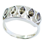 smoky quartz Penta Egyptian Sterling Silver Brown Gemstone Slim Abstract Ring Jewellery