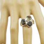 smoky quartz Trilogy Egyptian 925 Silver Brown Gemstone Mid weight Luxurious Ring Jewelry