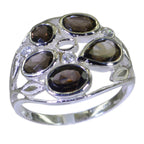 smoky quartz Penta Indian 92.5 Silver Brown Gems Slim Glamorous Ring Jewellery