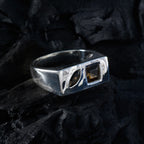 smoky quartz Toi et Moi French Silver Brown Gems Tiny Cultural Ring Jewellery