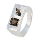 smoky quartz Toi et Moi French Silver Brown Gems Tiny Cultural Ring Jewellery