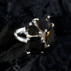 smoky quartz quarter French 925 Sterling Silver Brown Gemstones Versatile Armor Ring Jewellery