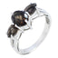 smoky quartz Trilogy Korean 925 Silver Brown Gemstone Whisper thin Glamorous Ring Jewelry