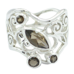 smoky quartz quarter Italian Sterling Silver Brown Gems Essential  Filigree Ring Jewelry