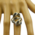 smoky quartz Hexa German 925 Sterling Silver Brown Gems Versatile Leafy Ring Jewellery
