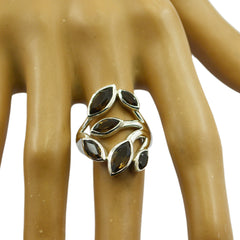 smoky quartz Hexa German 925 Sterling Silver Brown Gems Versatile Leafy Ring Jewellery