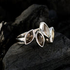 smoky quartz quarter Russian Silver Brown Gemstones Featherlight Sophisticated Ring Jewelry
