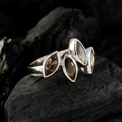 smoky quartz quarter Russian Silver Brown Gemstones Featherlight Sophisticated Ring Jewelry