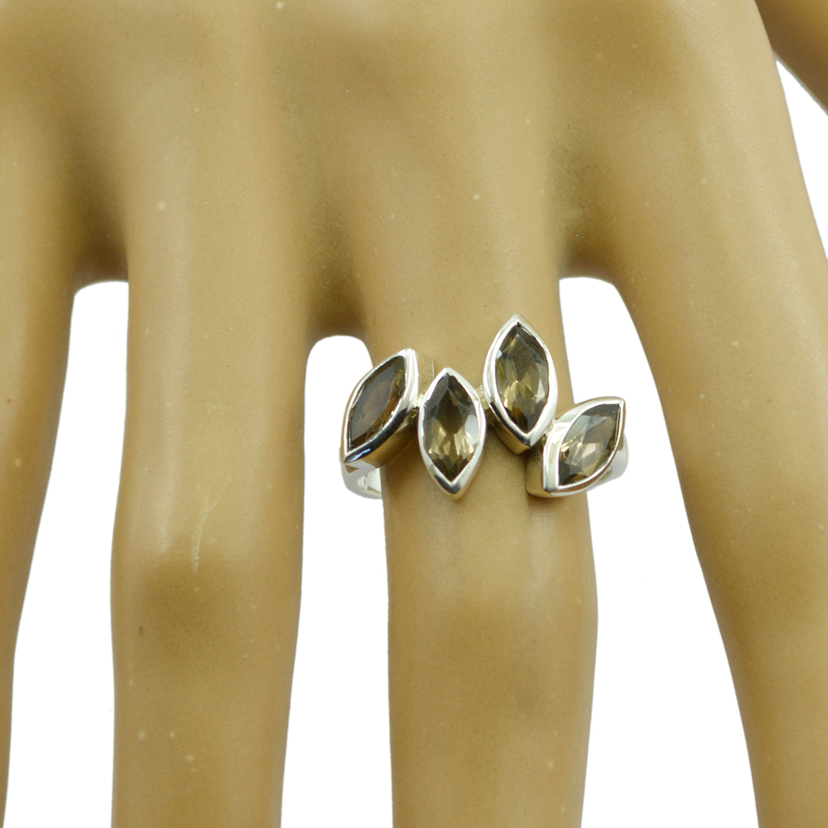 smoky quartz quarter Russian Silver Brown Gemstones Featherlight Sophisticated Ring Jewelry