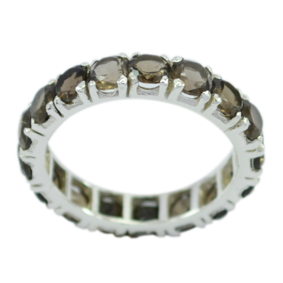smoky quartz multiple Korean Silver Brown Gemstone Dainty Eternity Band Jewelry