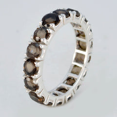 smoky quartz multiple Korean Silver Brown Gemstone Dainty Eternity Band Jewelry