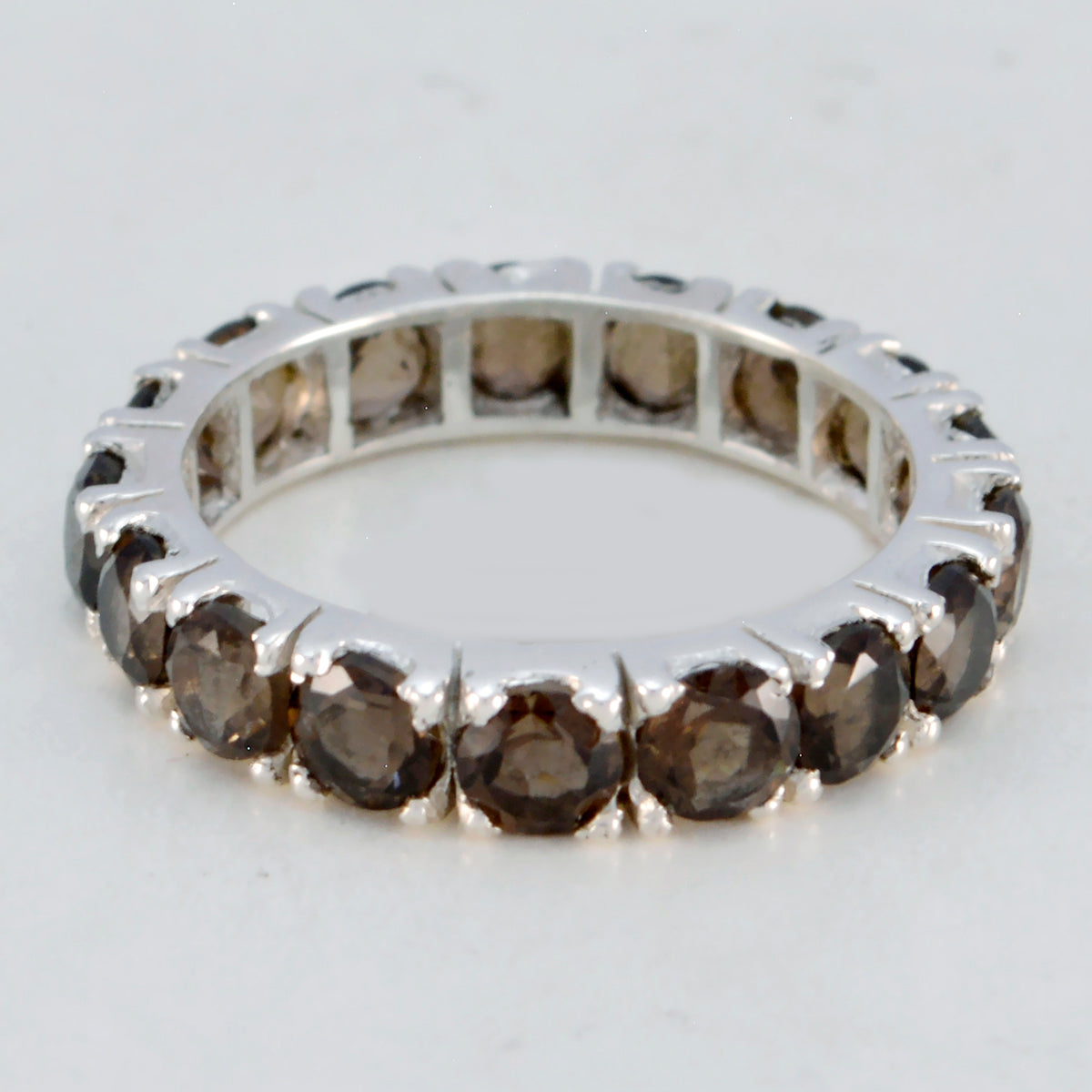 smoky quartz multiple Korean Silver Brown Gemstone Dainty Eternity Band Jewelry