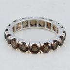 smoky quartz multiple Korean Silver Brown Gemstone Dainty Eternity Band Jewelry