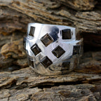 smoky quartz multiple French 925 Silver Brown Gemstones Chunky Traditional Ring Jewellery