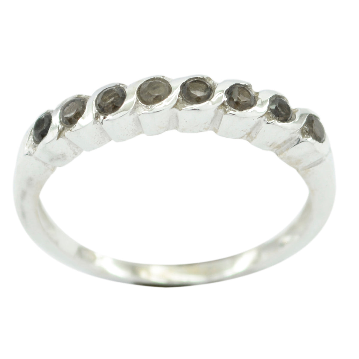 smoky quartz octa American 925 Silver Brown Gems Delicate Eternity Band Jewellery Hoofdafbeelding