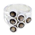 smoky quartz Hexa Spanish 925 Sterling Silver Brown Gemstone Edgy Contemporary Ring Jewelry