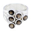 smoky quartz Hexa Spanish 925 Sterling Silver Brown Gemstone Edgy Contemporary Ring Jewelry