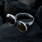 smoky quartz Toi et Moi Egyptian 925 Sterling Silver Brown Gems Eye catching Modern Ring Jewellery