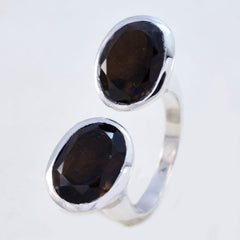 smoky quartz Toi et Moi Egyptian 925 Sterling Silver Brown Gems Eye catching Modern Ring Jewellery