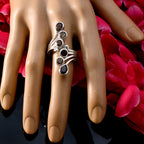 Smoky Quartz Hexa African 925 Silver Brown Gemstone Versatile Abstract Ring Jewellery