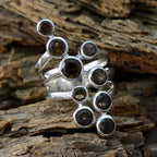 smoky quartz Navratna Spanish 92.5 Silver Brown Gemstones Statement Armor Ring Jewellery