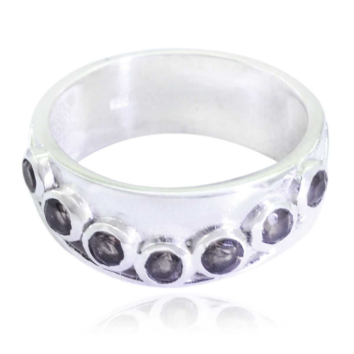 smoky quartz Hepta Russian 92.5 Silver Brown Gems Eye catching Eternity Band Jewelry メイン画像