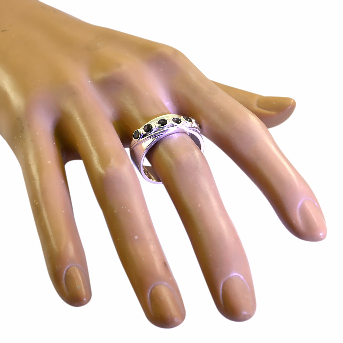 スモーキークォーツ ヘプタ ロシア産 92.5g シルバー ブラウン 宝石 目を引くエタニティバンドジュエリー サブ画像