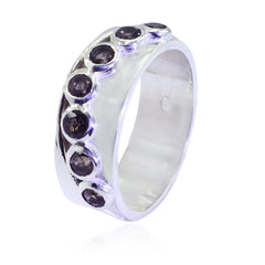 smoky quartz Hepta Russian 92.5 Silver Brown Gems Eye catching Eternity Band Jewelry