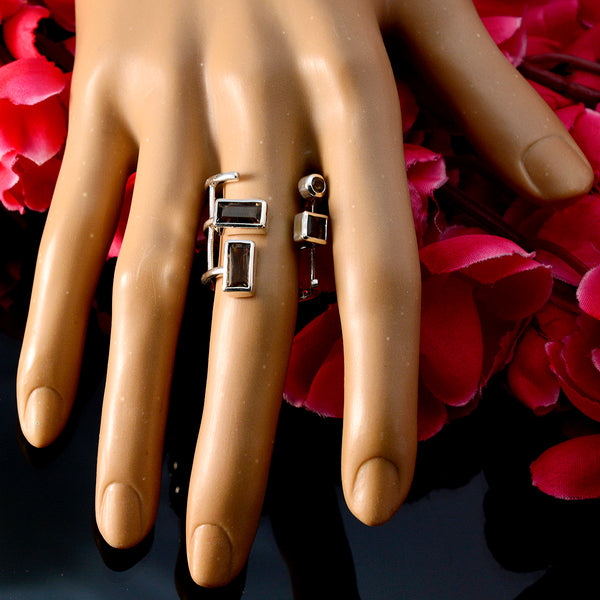 smoky quartz quarter Egyptian 92.5 Silver Brown Gemstone Mid weight Signet Ring Jewellery