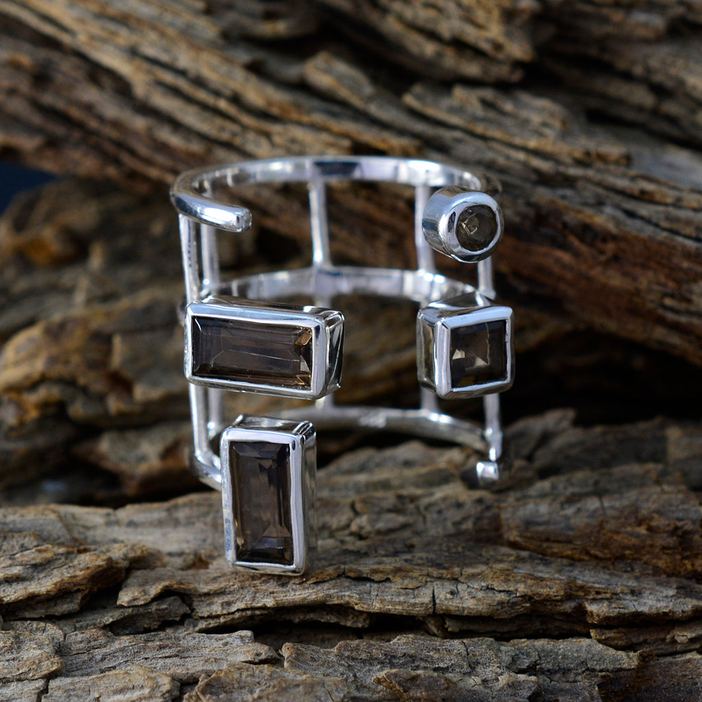 smoky quartz quarter Egyptian 92.5 Silver Brown Gemstone Mid weight Signet Ring Jewellery