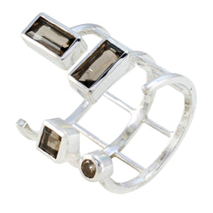 smoky quartz quarter Egyptian 92.5 Silver Brown Gemstone Mid weight Signet Ring Jewellery