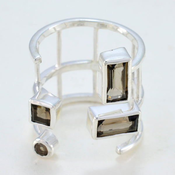smoky quartz quarter Egyptian 92.5 Silver Brown Gemstone Mid weight Signet Ring Jewellery