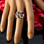 smoky quartz multiple German 925 Silver Brown Gemstone Eye catching Abstract Ring Jewelry