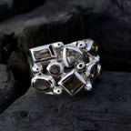 smoky quartz multiple German 925 Silver Brown Gemstone Eye catching Abstract Ring Jewelry