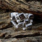 smoky quartz multiple German 925 Silver Brown Gemstone Eye catching Abstract Ring Jewelry