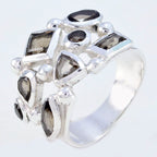 smoky quartz multiple German 925 Silver Brown Gemstone Eye catching Abstract Ring Jewelry