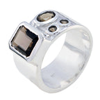 smoky quartz quarter African Sterling Silver Brown Gemstones Versatile Abstract Band Jewellery