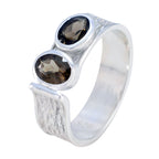 smoky quartz Toi et Moi African 92.5 Silver Brown Gemstones Tiny Feminine Ring Jewellery